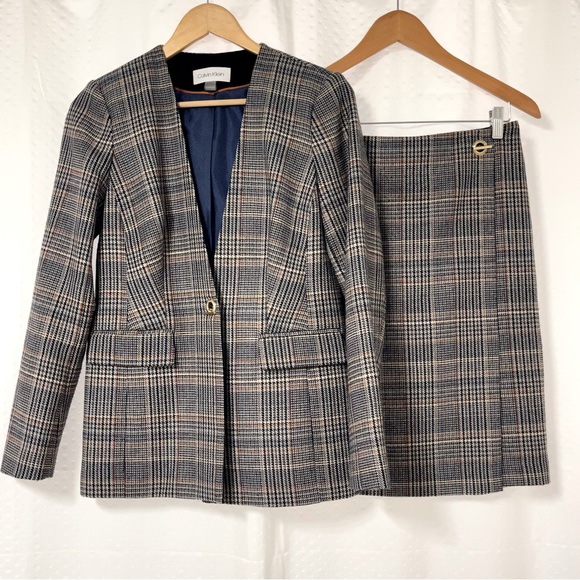 Calvin Klein Jackets & Coats Calvin Klein Womens Plaid Tweed Blazer